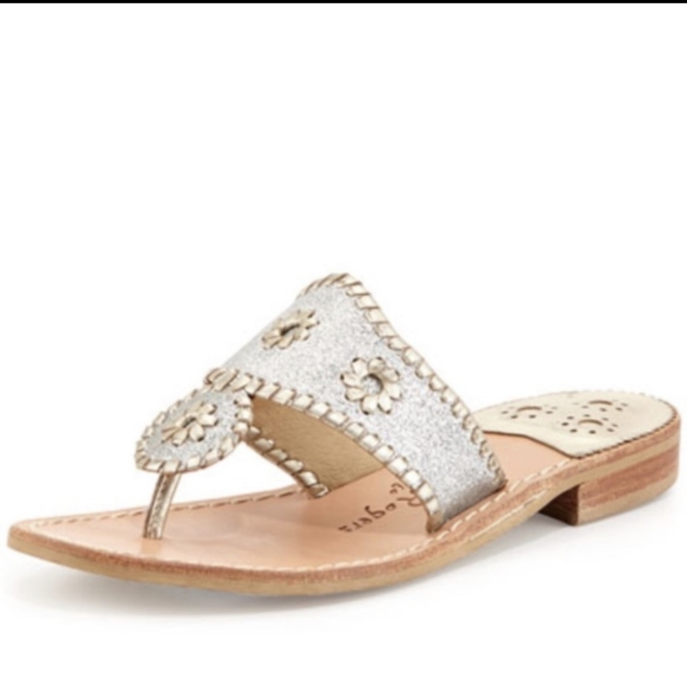 Jack Rogers Hamptons Silver Flat sz 11M